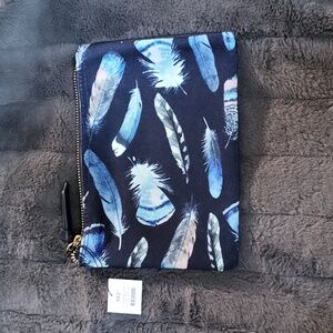 Navy Feathers Canvas Pouch From Indigo, New With Tags!